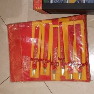 🎁💕 NIP 24PC AUTHENTIC ASIAN PLACEMATS NAPKINS CHOPSTICKS HOLDERS🐉🍽❤️💛